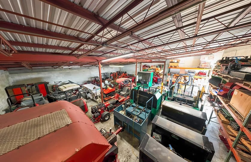 Many equipment and parts being shown within a warehouse